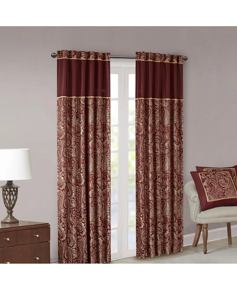 Laoties Jacquard Faux Silk Curtain Panel Pair, Light Filtering Window Curtains, 50" W x 95" L, Set of 2