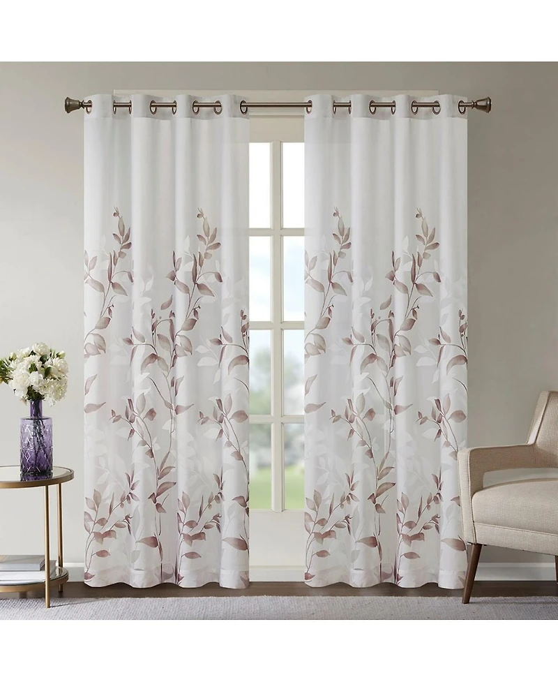 Laoties Printed Grommet Window Curtain Panel, 50" W x 84" H, Lightweight Semi-Sheer, Single Panel