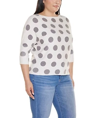 Belldini Plus Boatneck Dot-Pattern Sweater