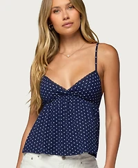 Edikted Women's Belen Polka Dot Lacey Babydoll Top