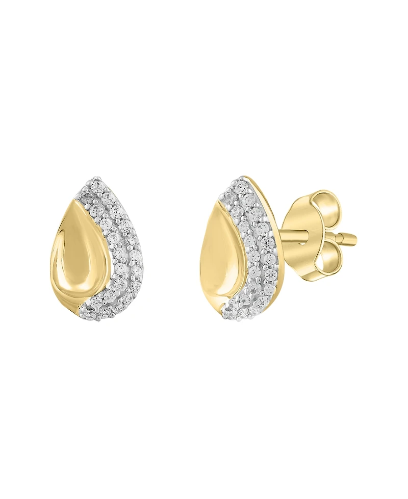 Macy's Diamond Earrings (1/10 ct. t.w.) in 10k Yellow Gold Over White Rhodium