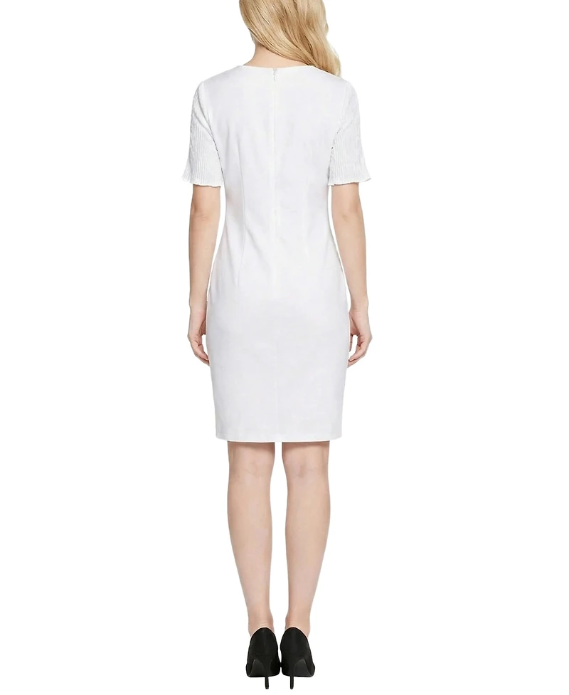 Ny Collection Petite Pleated Short-Sleeve Dress
