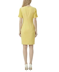 Ny Collection Petite Pleated Short-Sleeve Dress