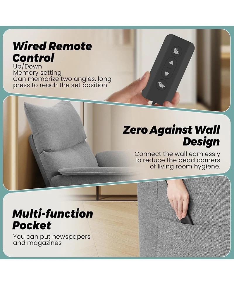 gaomon Power Lift Recliner Chair with Remote - Electric Recliner with Padded Backrest & Side Pockets - Living Room Chair with Rocking Function