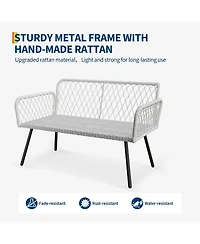gaomon 4-Piece Wicker Outdoor Furniture Set, Patio Sectional Sofa with Handmade Rattan and Metal Frame