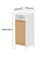 Rainsken Tilt Out Laundry Hamper Cabinet with Bamboo Slat Front & Removable Hamper