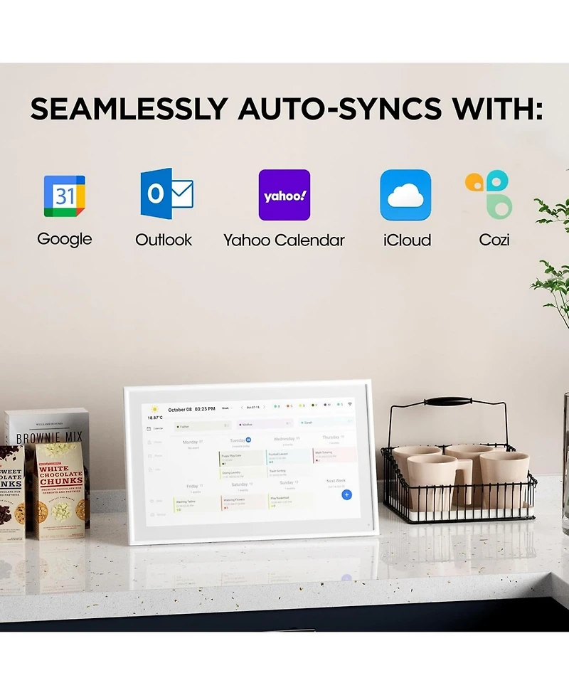Mezed 15.6 Inch Smart Digital Calendar and Photo Frame Hd Touch Screen Family Organizer with Meal Planner Duty Chart To Do List and Weather