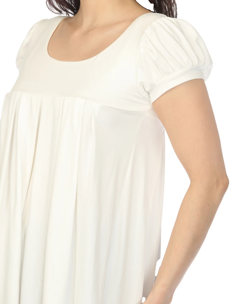 White Mark Women's Cap Sleeve Pleated Top