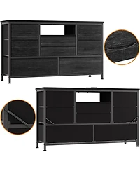gaomon 47" 8-Drawer Tv Stand, Led Media Console with Power Outlet for Bedroom & Living Room