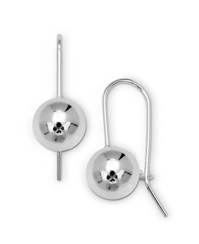 Curata Jewelry 925 Sterling Silver 10mm Polished Solid Ball Frenchwire Drop Earrings