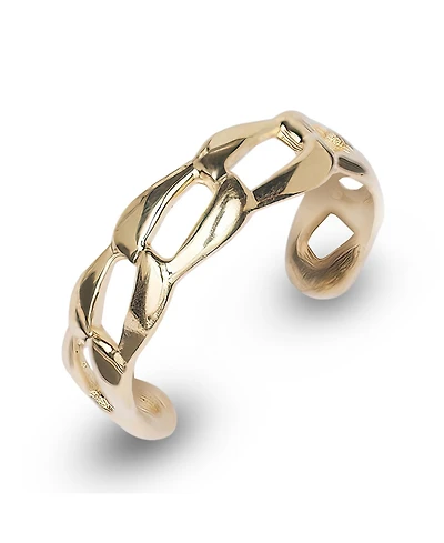 Curata Jewelry Solid 10k Yellow Gold 4mm Flat Curb Link Adjustable Toe Ring