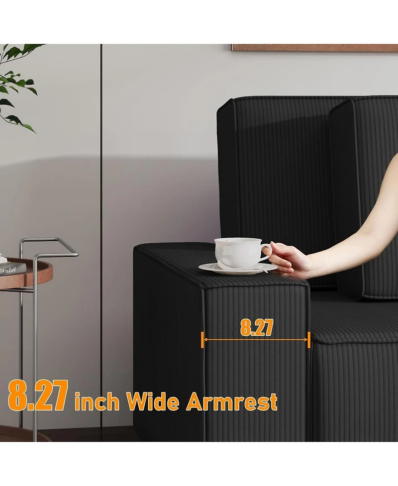 gaomon 96-Inch Corduroy Stripe Oversized Modular Sectional Sofa