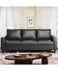 gaomon Mid-Century Modern Sofa, Comfy Faux Leather Couch with Deep Seat, Cozy 3 Seater Couch for Living Rooms Offices Apartments, Easy Assembly