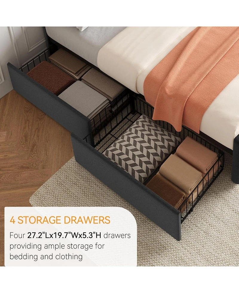 gaomon Bed Frame with 4 Storage Drawers and Headboard