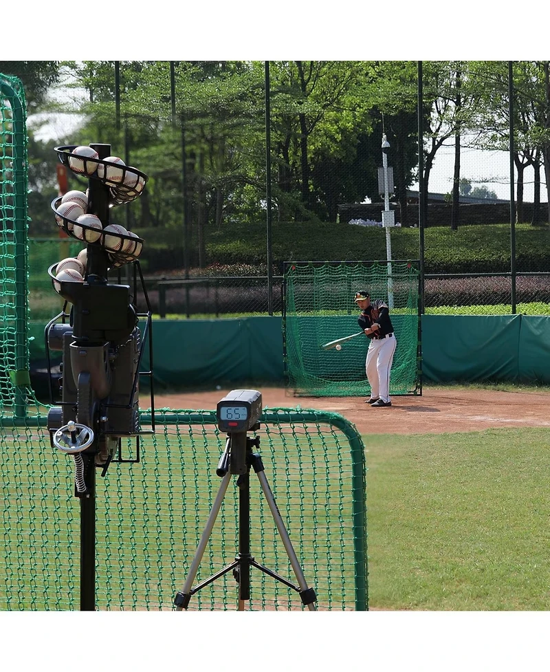 Furlihong Dual Wheel Baseball Pitching Machine with Adjustable Speed, 40–68 Mph Performance and Tripod Base for Professional Training