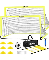 X-umeus Agility Ladder Speed Training Equipment Set, Kids Soccer Goals for Backyard Set of 2, 6x4 ft, Soccer Goal Training Equipment for Kids Youth
