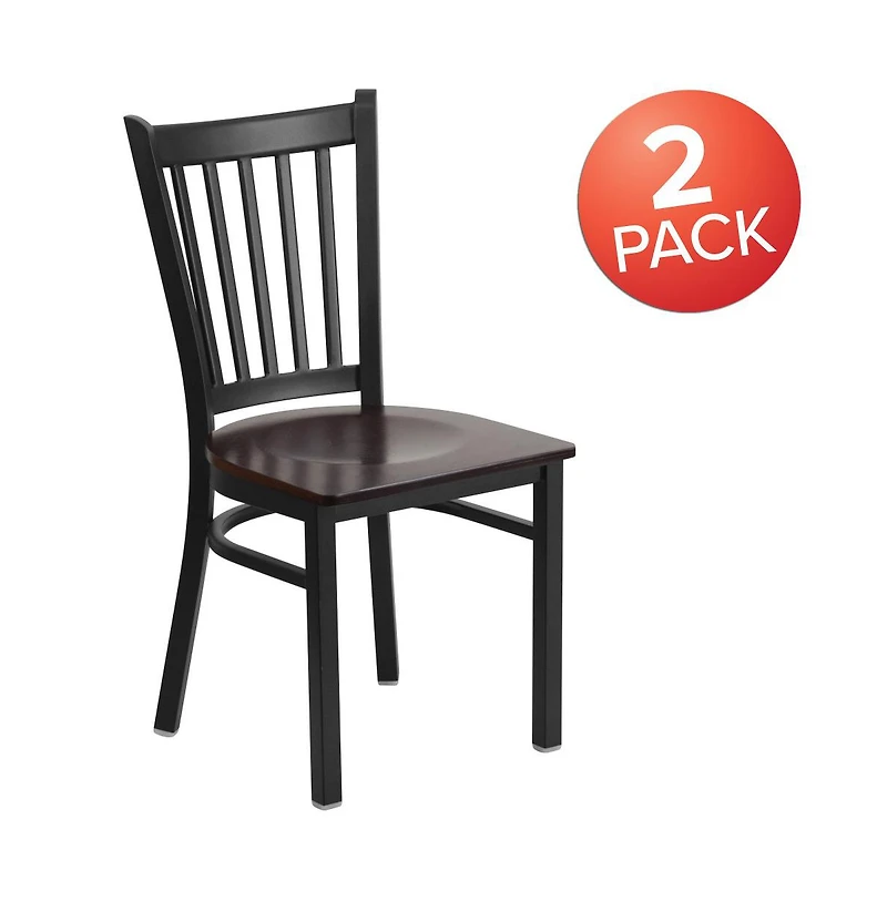 Emma+Oliver 2 Pack Vertical Back Metal Restaurant Chair