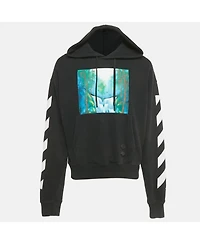 Pre-Owned Off-White Men's Black Waterfall Print Cotton Hoodie