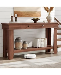 gaomon 54" Long Console Table, Wooden Entryway Table with 2 Drawers & Open Storage Shelf, Sofa Behind Couch, Farmhouse Entry Foyer