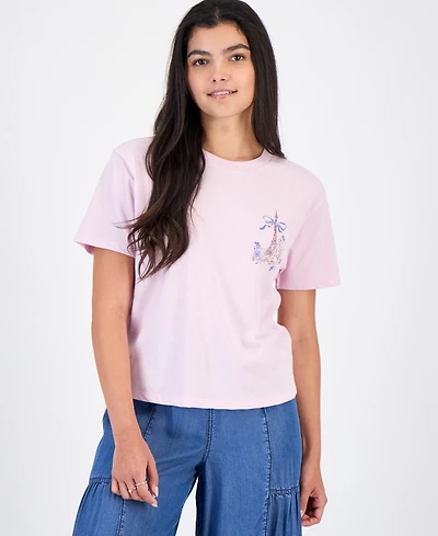 Rebellious One Juniors' Eiffel Tower Graphic Print T-Shirt