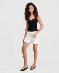 Indigo Rein Juniors' Cotton Gauze Button-Hem Shorts