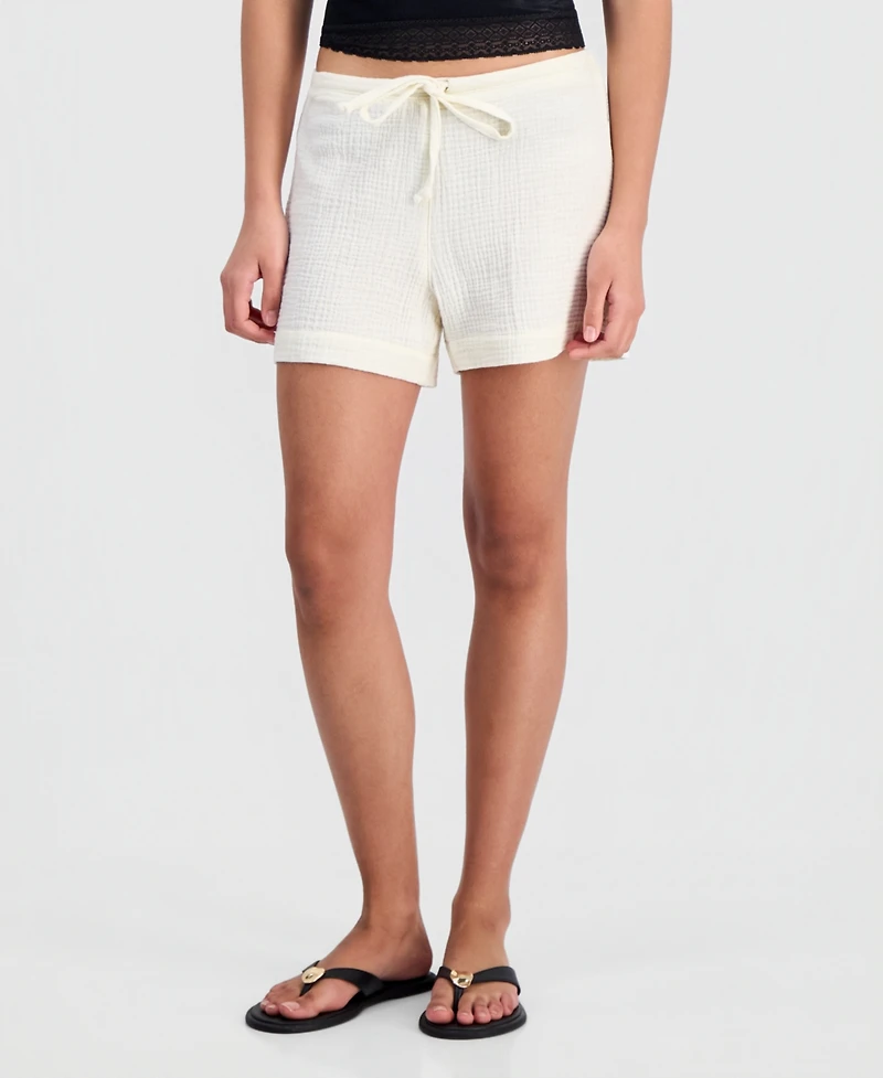 Indigo Rein Juniors' Cotton Gauze Button-Hem Shorts