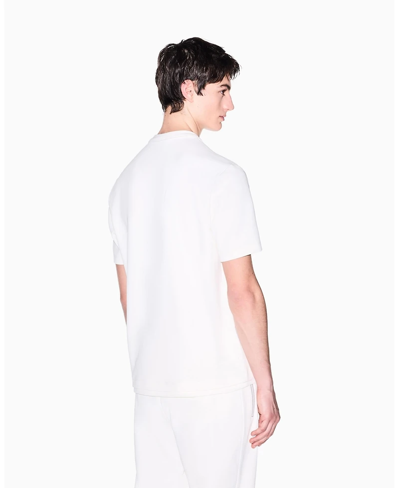 A|X Armani Exchange Men's White Edition Short Sleeve Layered Sweater