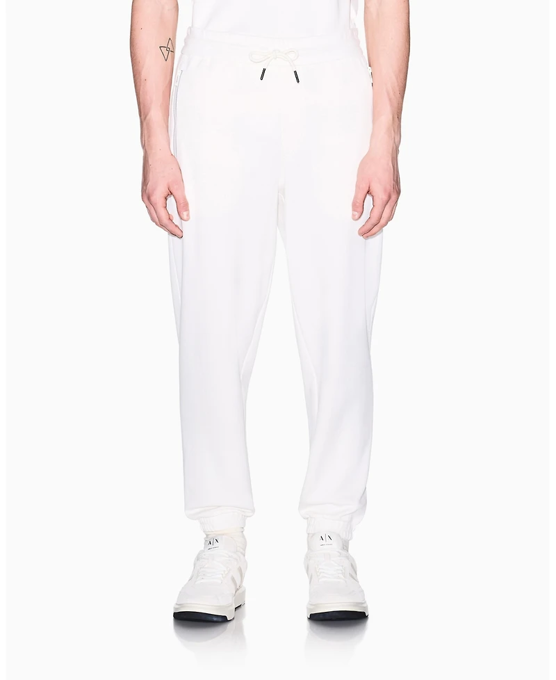A|X Armani Exchange Men's White Edition Fleece Jogger Pants