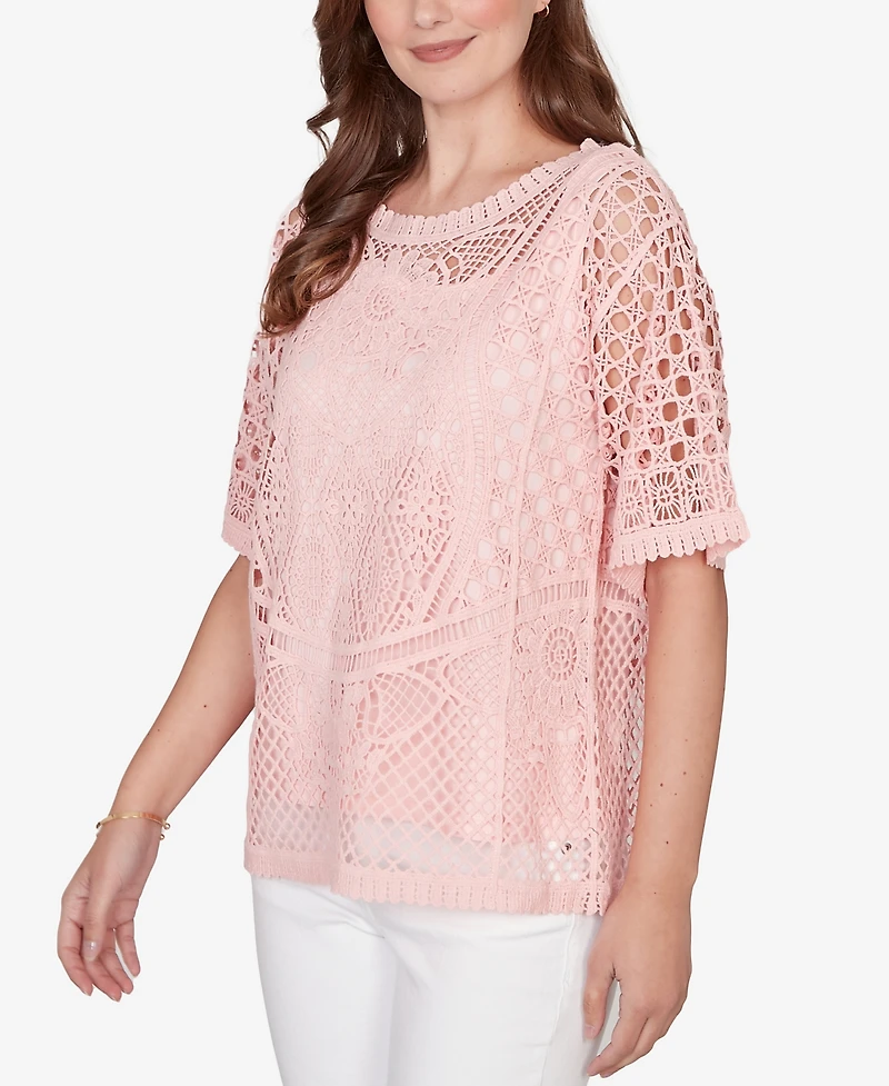Ruby Rd. Petite Chemical Lace Pullover Sweater