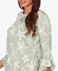 Ruby Rd. Petite Starfish Puff Print Flutter Sleeve Top