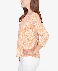 Ruby Rd. Petite Seashell Patchwork Knit Top
