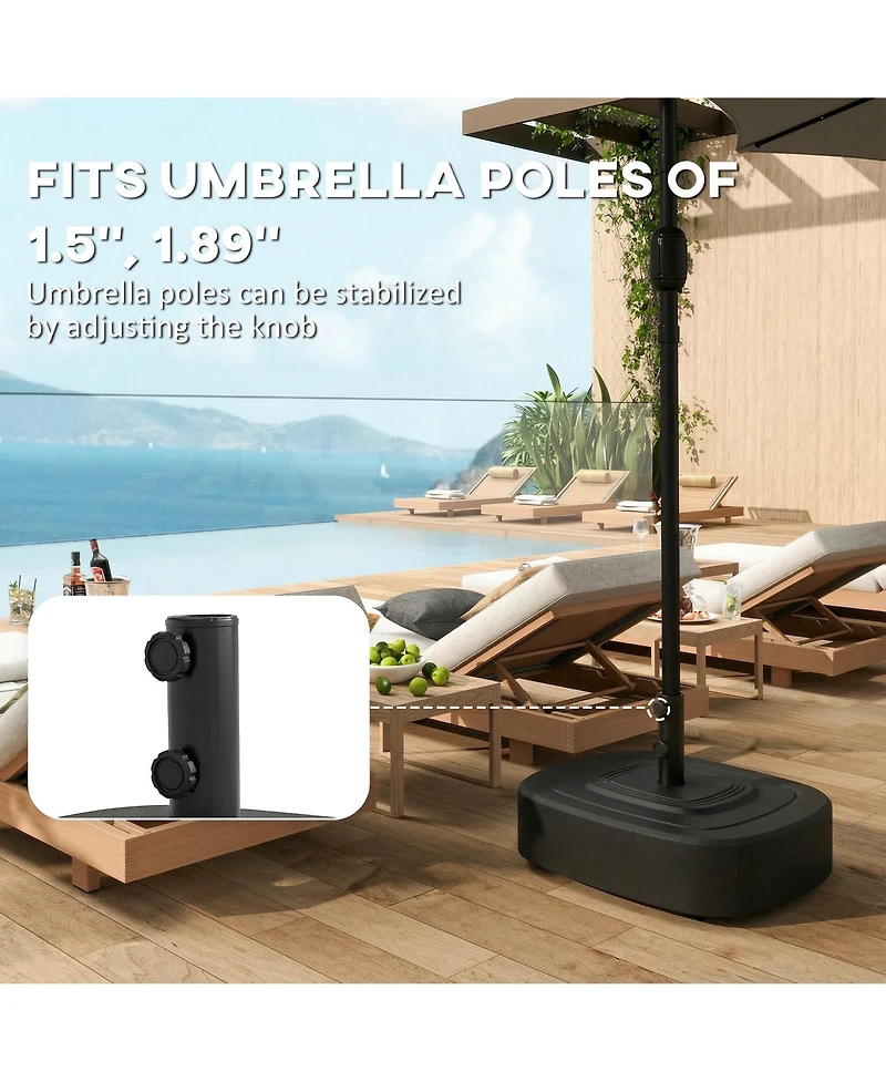 Outsunny Patio Umbrella Base with Wheels, for 1.5"/1.9" Poles
