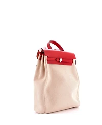 Pre-Owned HERMES Herbag A Dos Zip Backpack Toile and Leather
