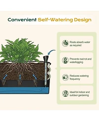 Aoodor Galvanized Raised Garden Bed 63'' Self-Watering Planter Box with Drainage Plug and Water Reservoir for Indoor & Outdoor Gardening