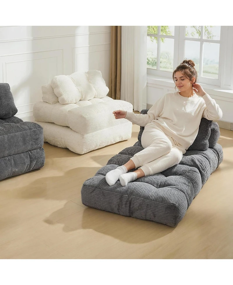 Gaomon Folding Sofa Bed,Convertible Sleeper Chair with Pillows & Back Support,Portable Fold Out Chair Bed Boneless Couch,Sofa Lounge for Living Room