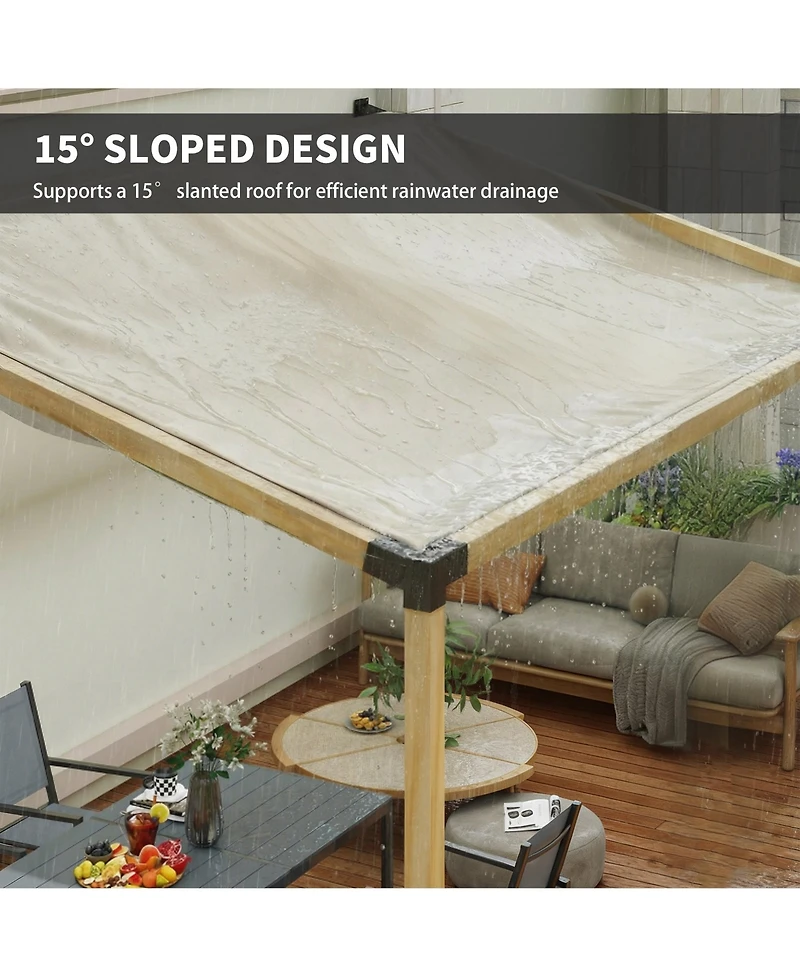 Outsunny Pergola Brackets, 15° Slanted Roof Pergola Bracket Kit,