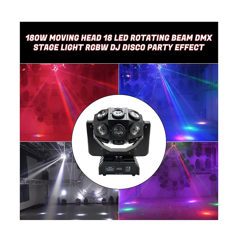 Artudatech 180W Rgbw Moving Head Stage Light with Adjustable Strobe, Dmx & Auto Music Sync