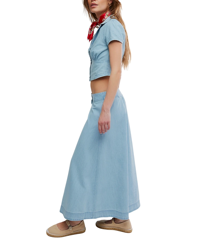 Free People Women's Button-Down Top and A-Line Skirt, 2-Piece Set