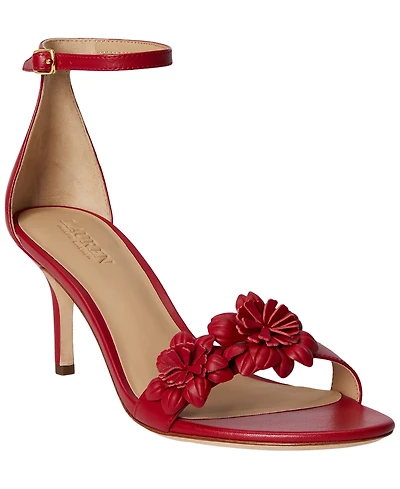 Lauren Ralph Women's Allie Mid-Heel Floral-Trim Raffia Sandals