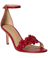 Lauren Ralph Women's Allie Mid-Heel Floral-Trim Raffia Sandals