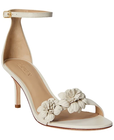 Lauren Ralph Women's Allie Mid-Heel Floral-Trim Raffia Sandals