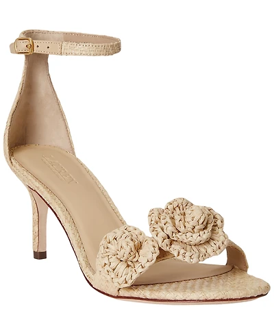 Lauren Ralph Lauren Women's Allie Mid-Heel Floral-Trim Raffia Sandals