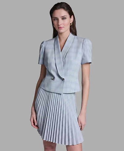 Bcbg Women's Draped Collar Two Button Plaid Jacket