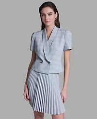 Bcbg Women's Draped Collar Two Button Plaid Jacket