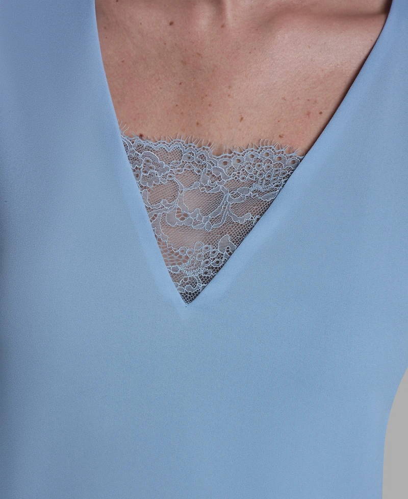 Bcbg Women's V-Neck Lace Detail Pull-On Top