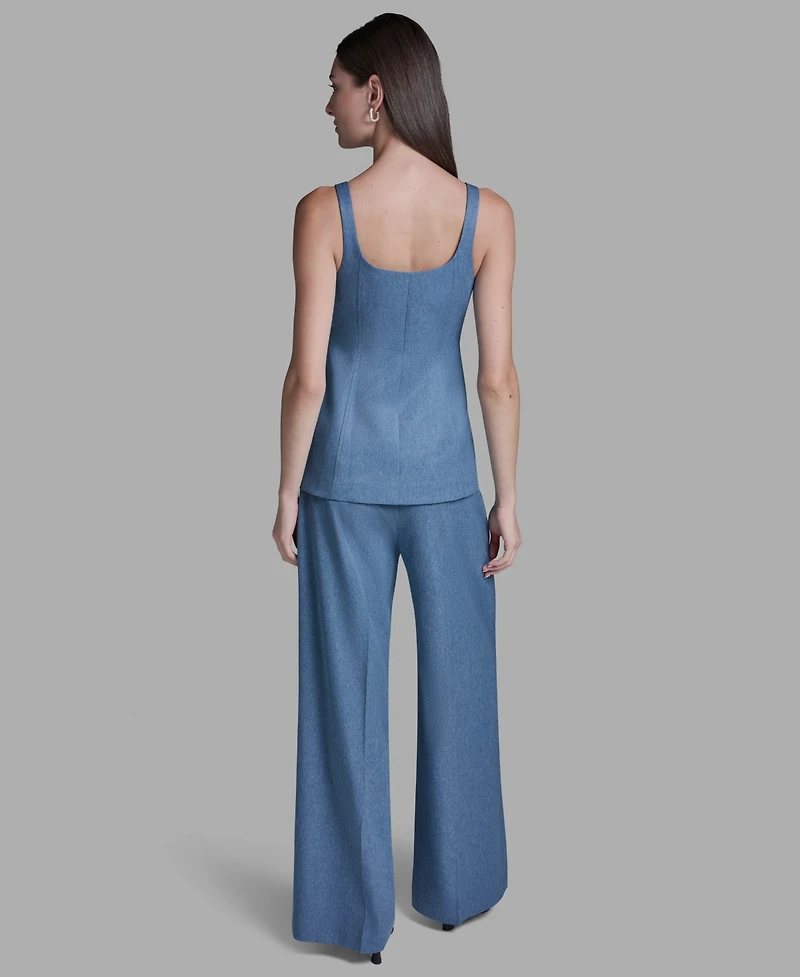 Bcbg Women's Scoop Neck Front Button Denim Vest