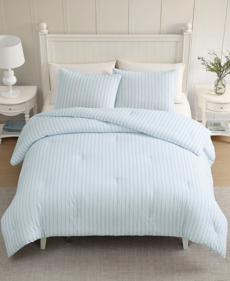 Laura Ashley Dilly Dally Stripe 3-Pc. Comforter Set