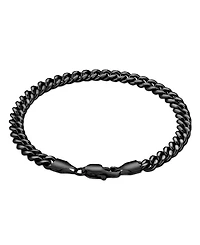 Rhona Sutton Men's Stainless Steel Black Plated Curb Chain Bracelet
