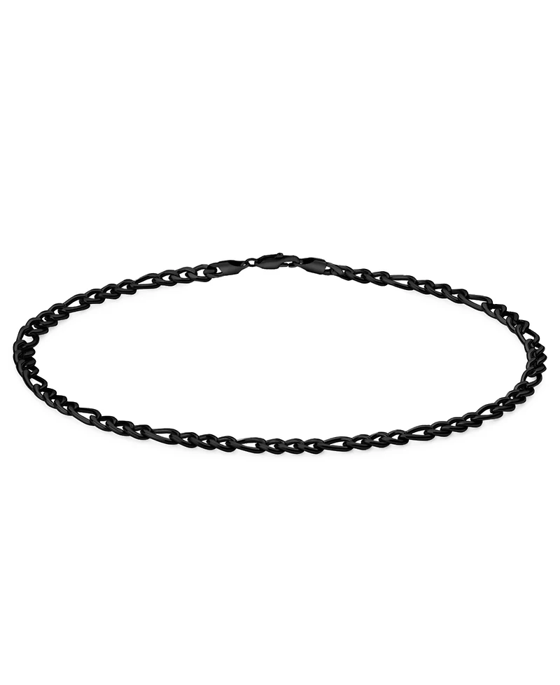 Rhona Sutton Men's Stainless Steel Black Plated Figaro Chain Bracelet