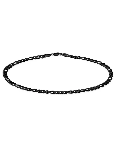 Rhona Sutton Men's Stainless Steel Black Plated Figaro Chain Bracelet